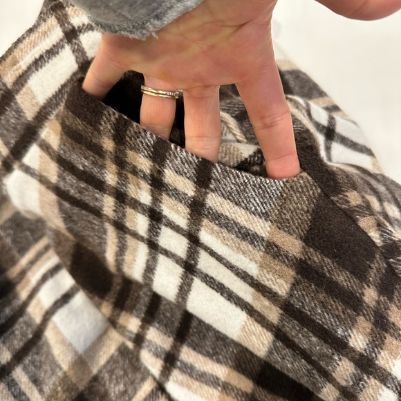 Plaid A-Line Skirt - Brown and Cream - Picture 4 of 8